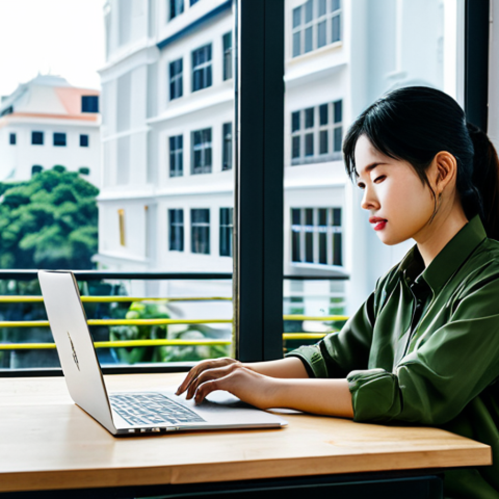 디지털아트 프리랜서 가이드 - Modern Vietnamese Freelancer Workspace**

"A Vietnamese digital artist working at a bright, minimali...