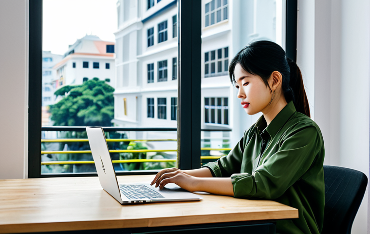 디지털아트 프리랜서 가이드 - Modern Vietnamese Freelancer Workspace**

"A Vietnamese digital artist working at a bright, minimali...