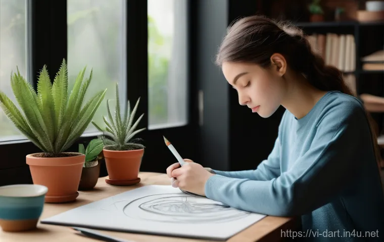 디지털아트 태블릿 액정 보호 필름 추천 - **A Focused Digital Artist with a "Paper-like" Screen Protector**
    "A female digital artist, aged...
