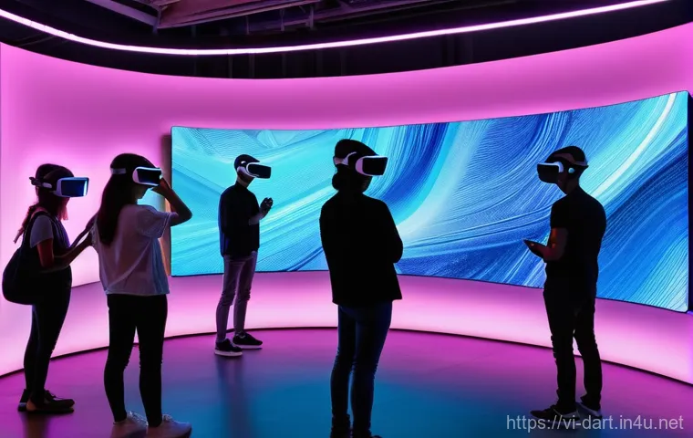 디지털아트 전시회 기획법 - **Prompt:** A breathtaking digital art exhibition set within an imagined, futuristic version of anci...