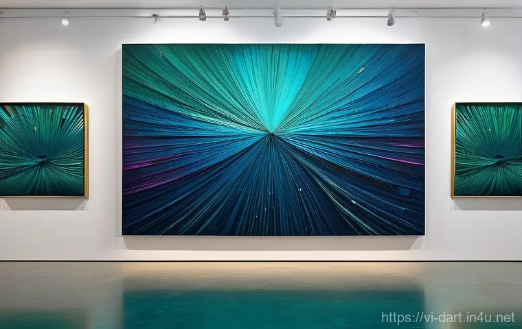 디지털아트 전시회 기획법 - **Prompt:** An immersive digital art exhibition space where visitors are actively engaging with augm...