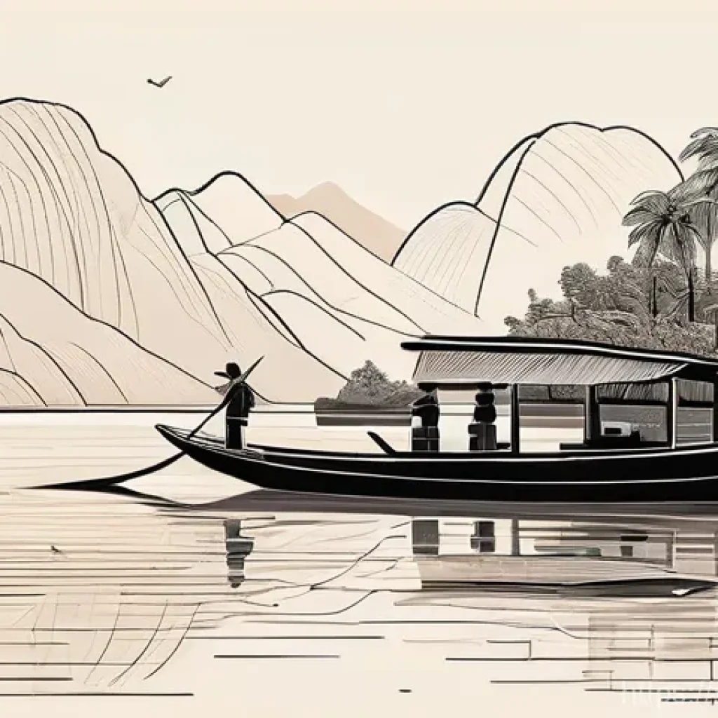 디지털아트 선화 스타일별 비교 - Minimalist Line Art of a Vietnamese Riverside Scene**
A minimalist line art illustration featuring a...