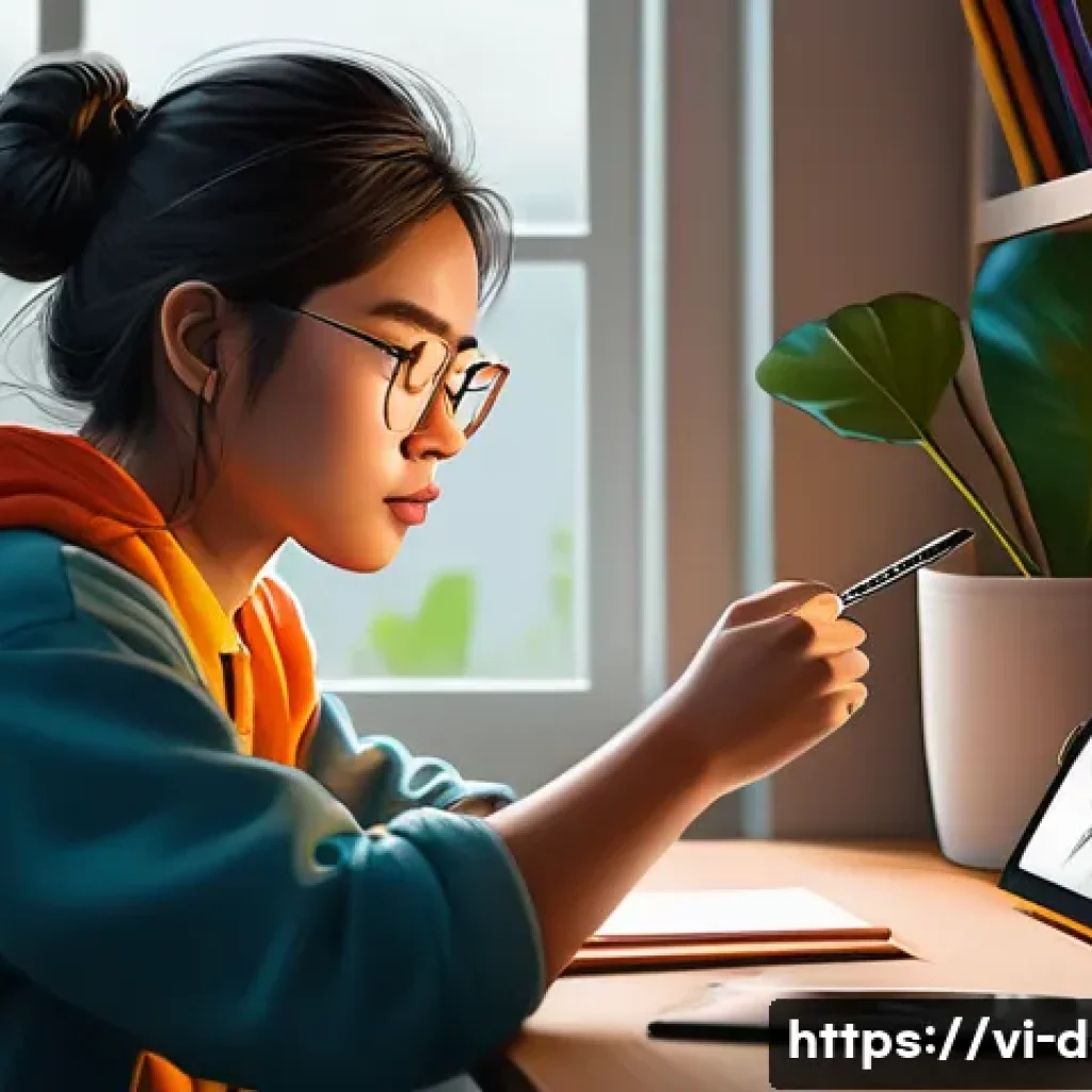 디지털아트 소셜미디어 챌린지 참여법 - A vibrant digital artist&rsquo;s workspace showcasing a young Vietnamese creator using an iPad with Procre...