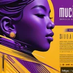 Home 20 디지털아트 포스터 레이아웃 구성법 - A vibrant music event poster featuring a harmonious blend of purple and yellow colors to create a ma...